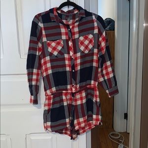 Plaid romper // pajamas